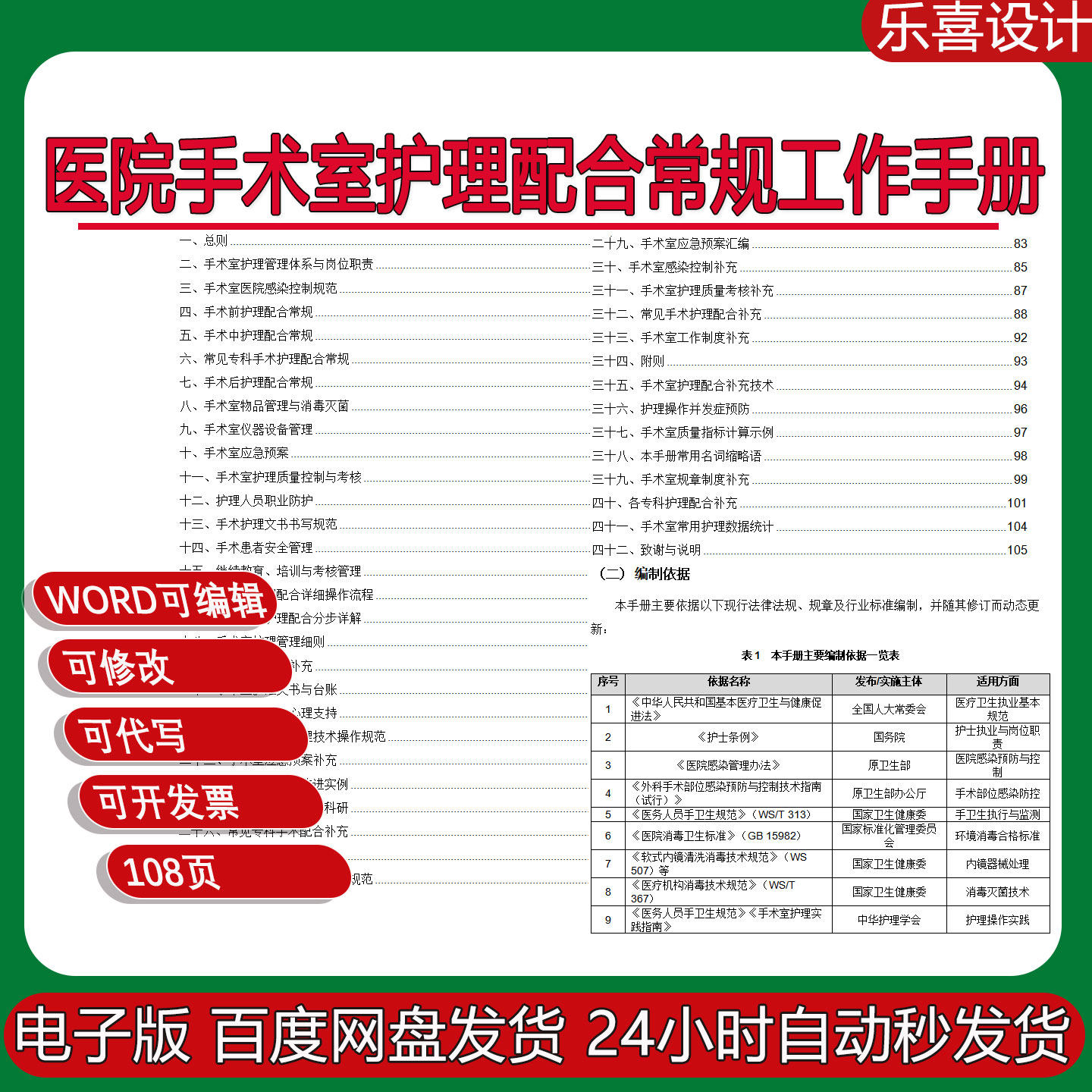 医院手术室护理配合常规工作手册护理管理体系与岗位职责应急预案
