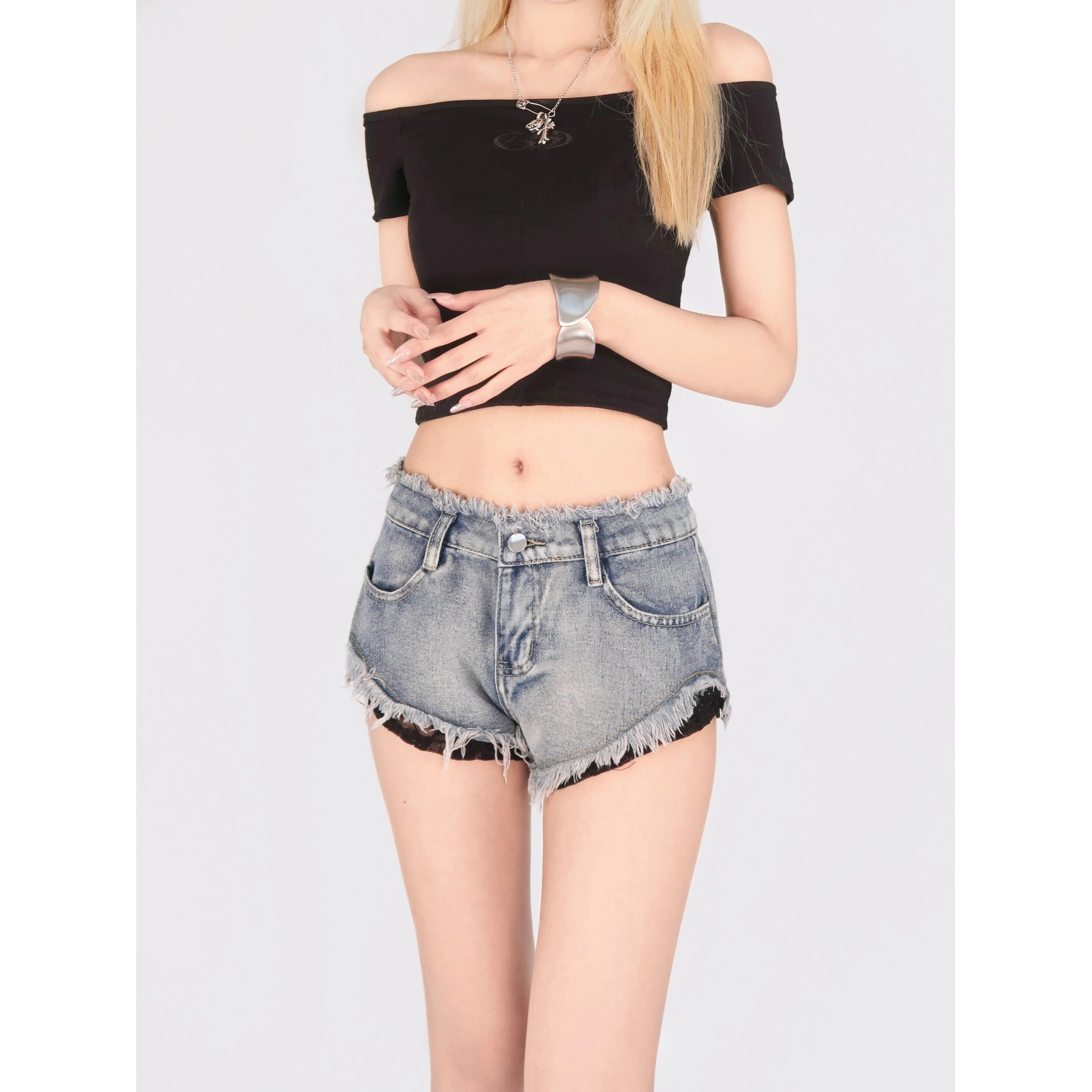 2097-P39特美式性感牛仔裤短裤磨破夜店酒吧牛仔超短裤，女装牛仔裤，电商A306A