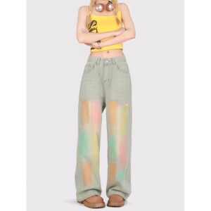 【6.02新品 八折包邮仅一天！】夏韩版彩色直筒百搭显瘦牛仔裤女图片