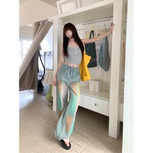 【6.02新品 八折包邮仅一天！】夏韩版彩色直筒百搭显瘦牛仔裤女图片