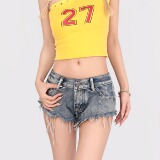 2123-P42美式复古蓝千禧辣妹性感露脐低腰裤女，女装牛仔裤，电商A306A