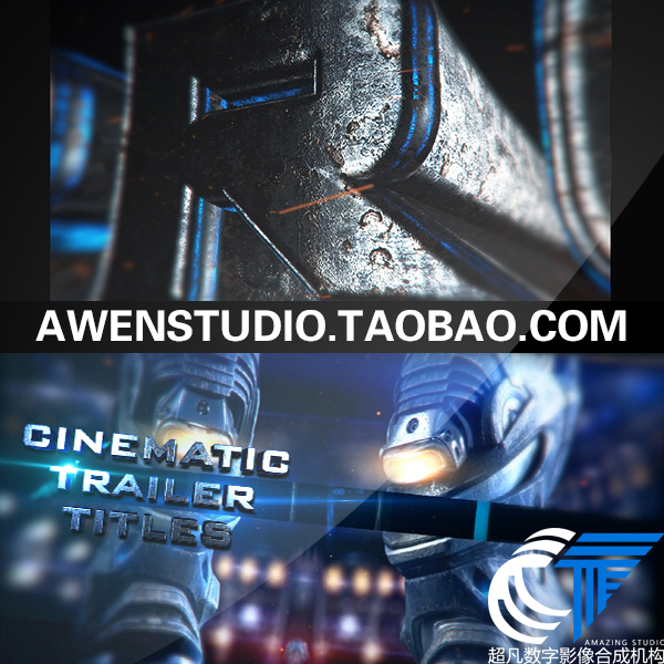 ELEMENT 3D蓝色震撼电影预告片头标题动画体育栏目包装AE模板