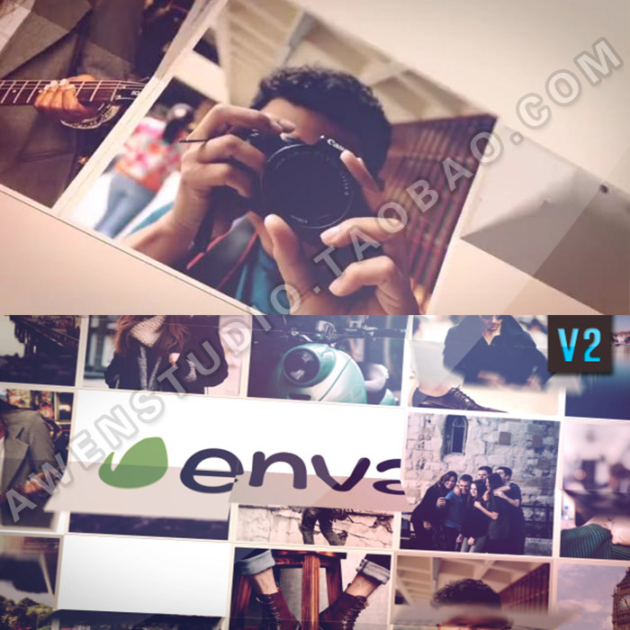 照片图片排版快速翻页翻转动画片头企业宣传幻灯片标志展示AE模板图片