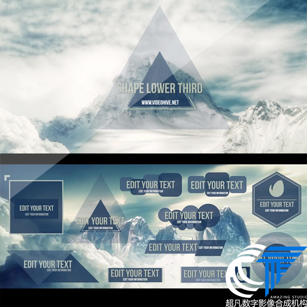 多种几何图形动画人名字幕条标题文字主持人栏目包装效果AE模板