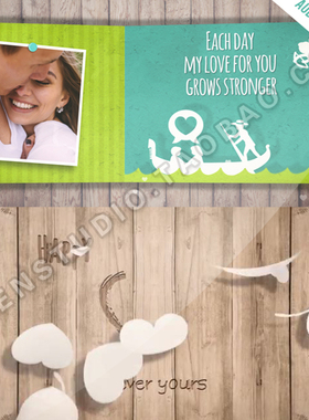 2018情人节浪漫唯美告白求婚纪念照片翻页礼物照片展示AE模板