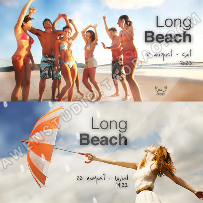 动感时尚海滨旅游夏日派对旅行纪念图片视频幻灯片相册展示AE模板