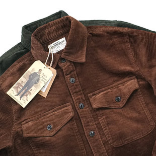 男女灯芯绒加厚重磅复古咔叽工程师工装 外套日系秋冬情侣条绒衬衫