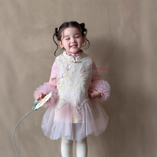 冬装 女童连衣裙拜年服加绒儿童宝宝加厚保暖汉服童装 衣服夹棉套装