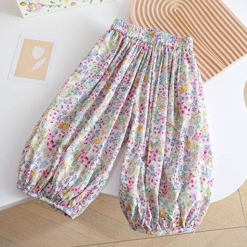 女童碎花防蚊裤宽松洋气莫奈花园