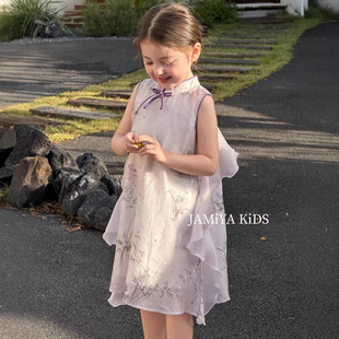 无袖 新中式 背心裙女宝宝旗袍连衣裙超仙气质碎花裙 新款 女童夏季