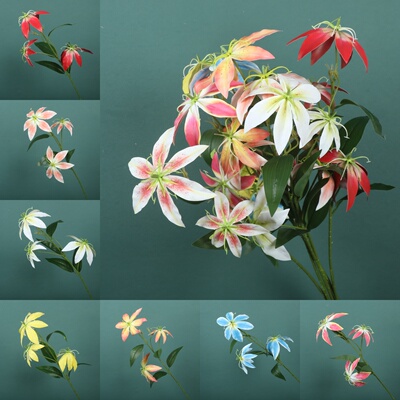 仿真花嘉兰火焰百合布置绢花插花装饰胶片婚庆婚礼仿真花迎宾花艺