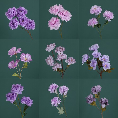 紫色系婚庆绢花仿真假花婚礼堂背景舞台花墙路引花艺绢花装饰布置