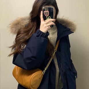 2024新款冬季加厚美式短款保暖加厚羽绒服外套毛领工装羽绒棉服女