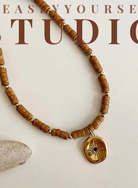 「火星」悦己原创设计时尚天然石小众坠链手工项链