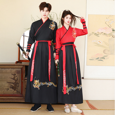 武侠古装情侣齐腰改良汉服男女中国风学生毕业照班服雪龙吟演出服