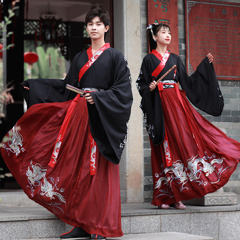 龙母汉服女学生夜弦歌交领齐胸襦裙龙纹刺绣飘逸秋古装中国风超仙