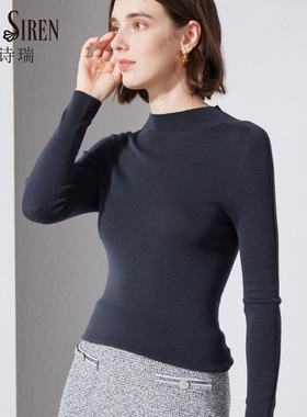 60支精纺纯羊毛针织打底衫无缝全成型半高领修身显瘦薄款毛衣内搭