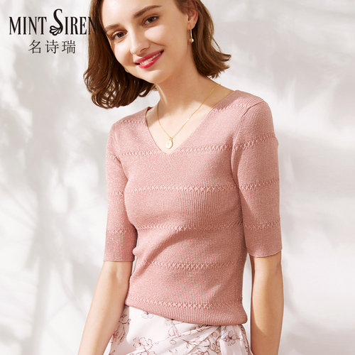 细亮丝莱赛尔V领修身舒适