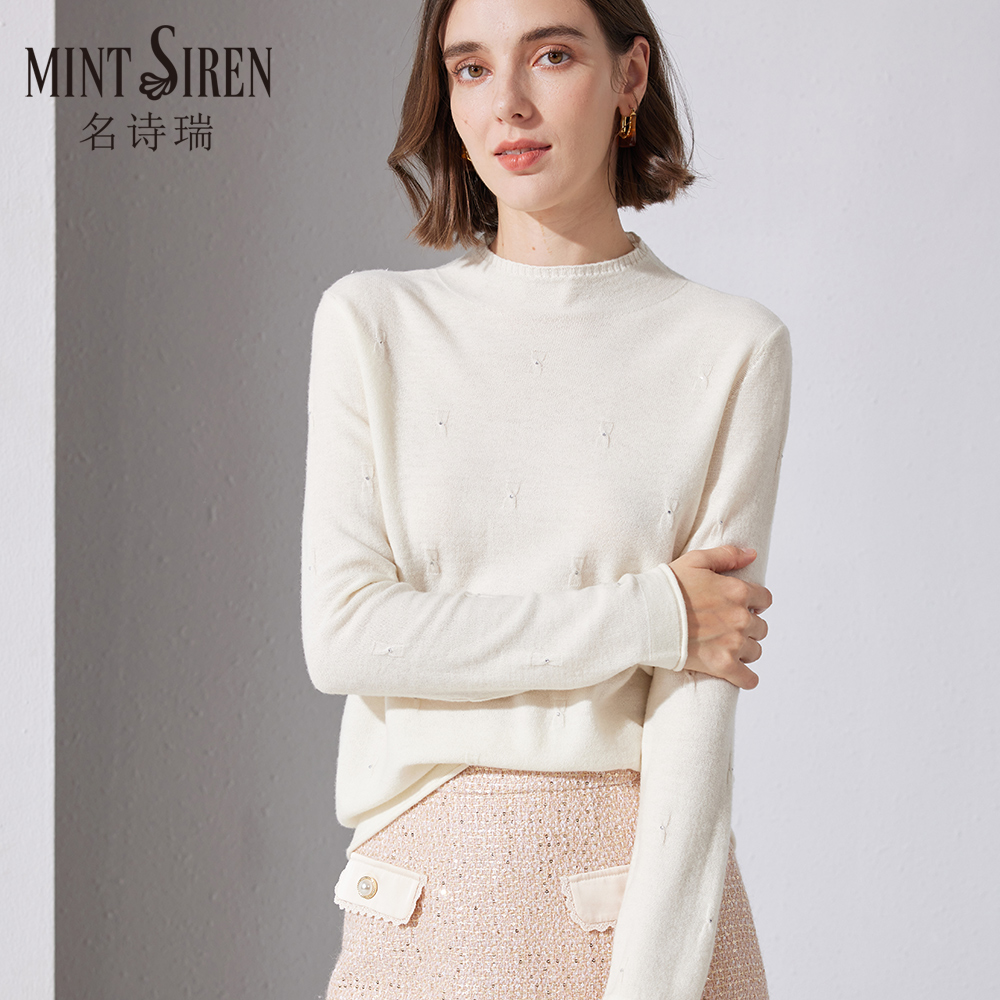 100%绵羊毛秋冬时尚长袖半高领薄毛衣2025新款羊毛衫上衣休闲女装