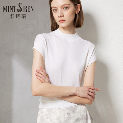 薄款白色无袖桑蚕丝针织衫内搭夏