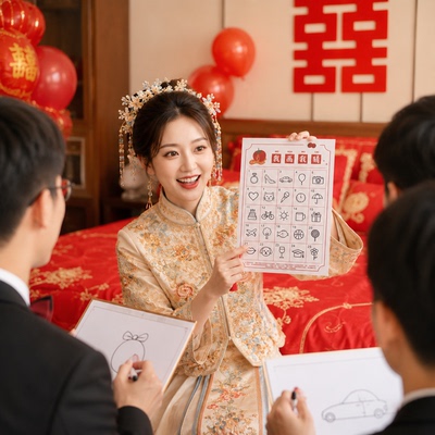 堵门道具我画我猜结婚接亲游戏快速记忆卡片婚礼新娘团拍照新郎团