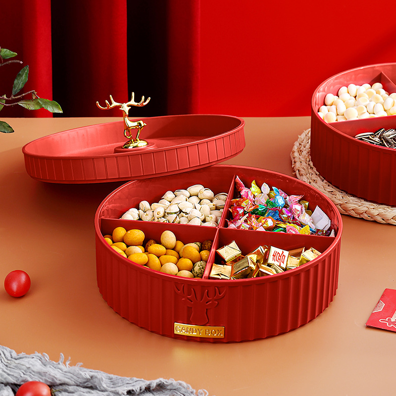 红色干果盘客厅喜糖盘