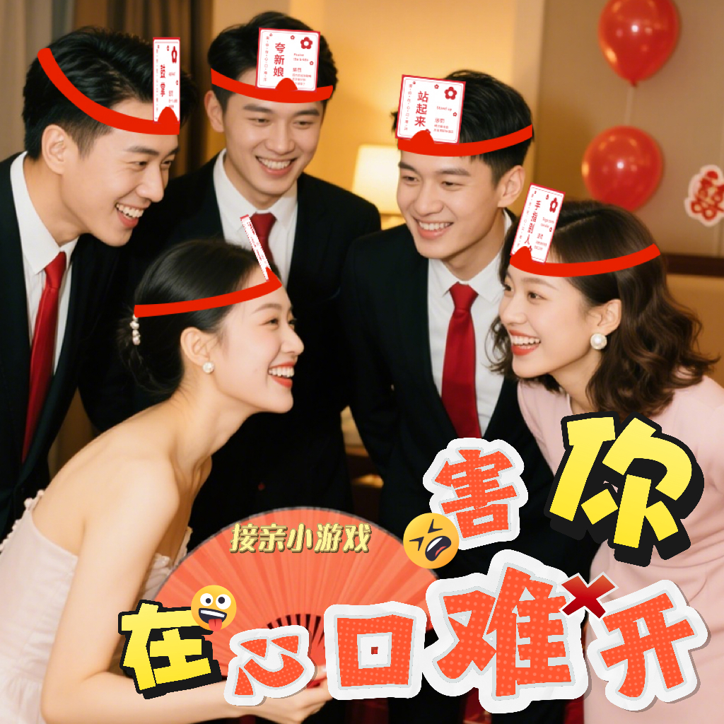 害你在心口难开结婚接亲堵门小游戏团建年会道具整蛊综艺创意卡片