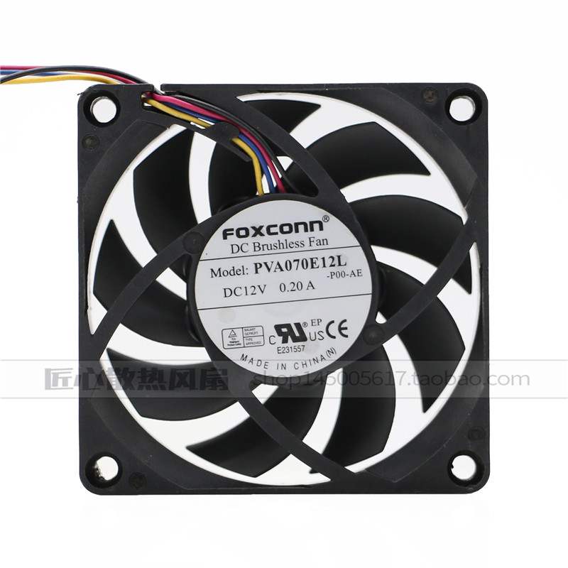 富士康 PVA070E12L 7015 7CM 12V 0.20A液压四线 PWM控速 CPU风扇图片