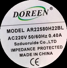 金属大风机机箱 全新DOREEN 0.40A AC220V 散热风扇 AR22580H22BL