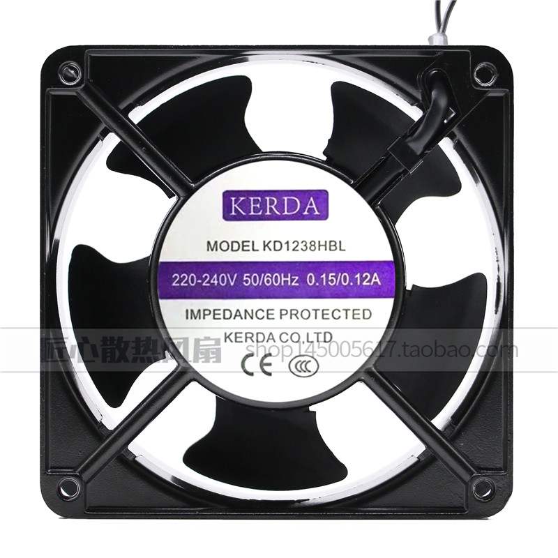 kerda科尔达 KD1238HBL/HSL 220V 0.15A/0.12A 12038机柜散热风扇