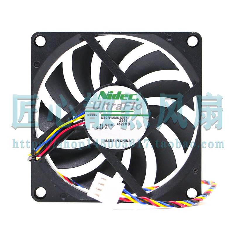 8cm小4PIN智能风扇温控静音超薄8010CPU散热HTPC迷你机箱液压轴承