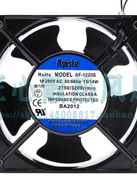 Apiste AF-1220S AC 200V 15/14W 120x120x38mm 12厘米散热风扇