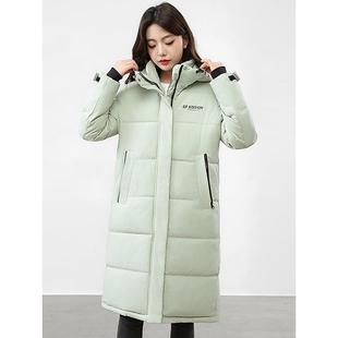 8966新季款中青年羽绒棉服女士中长袄款时尚休闲连帽厚加韩版棉冬