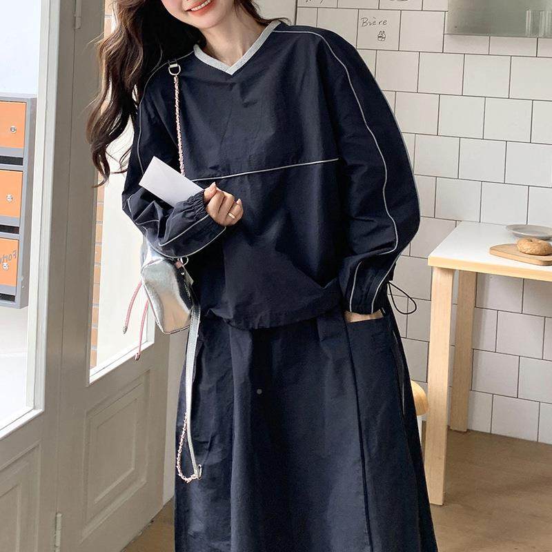 减套B166FN25装休闲慵风年春懒装新款龄百搭上衣秋+半身裙套装两