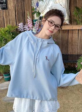 套装淡两件套洋气年春新款秋蓝色上衣+裤子运动套B122AFN2装装两