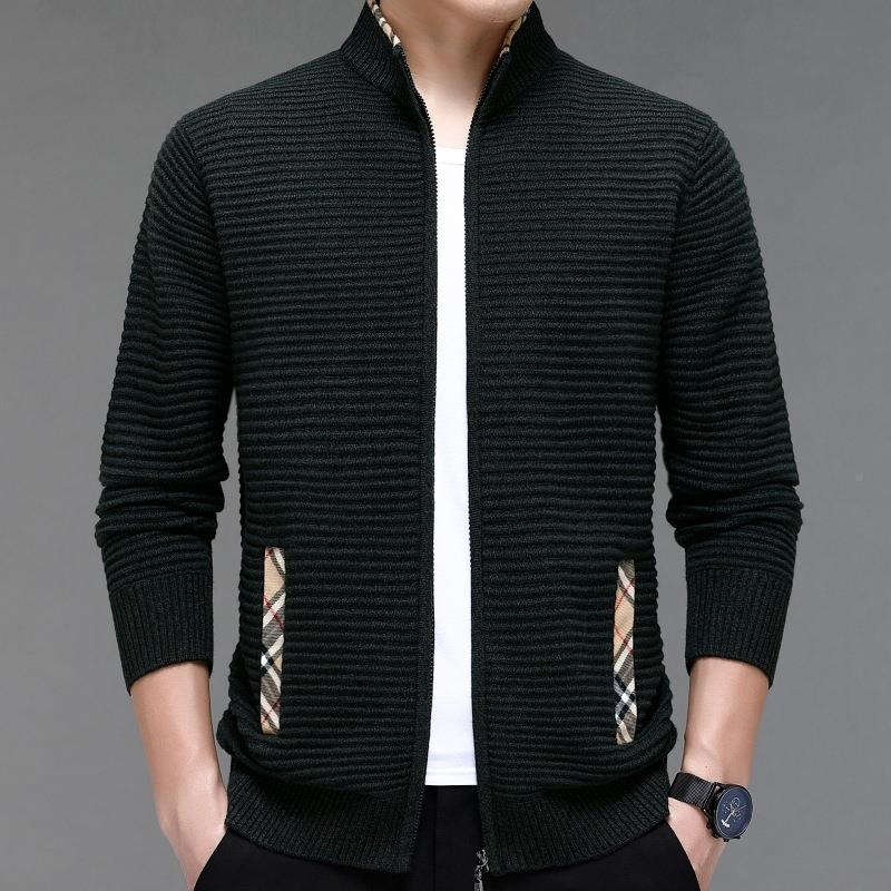 秋新款山开羊针绒衫男加厚冬开襟毛衣半高领羊毛织衫休闲9520-KK