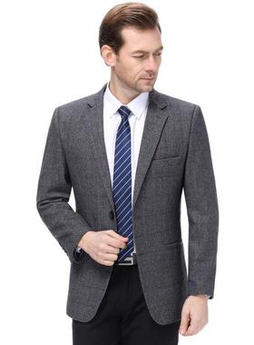 春秋季时闲尚百81322-I西务搭休西服男士中年羊毛料商装职业单西