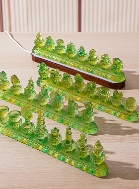 水琉璃七政宝八供八吉祥八瑞物家用树脂摆件佛前供佛长明灯led灯