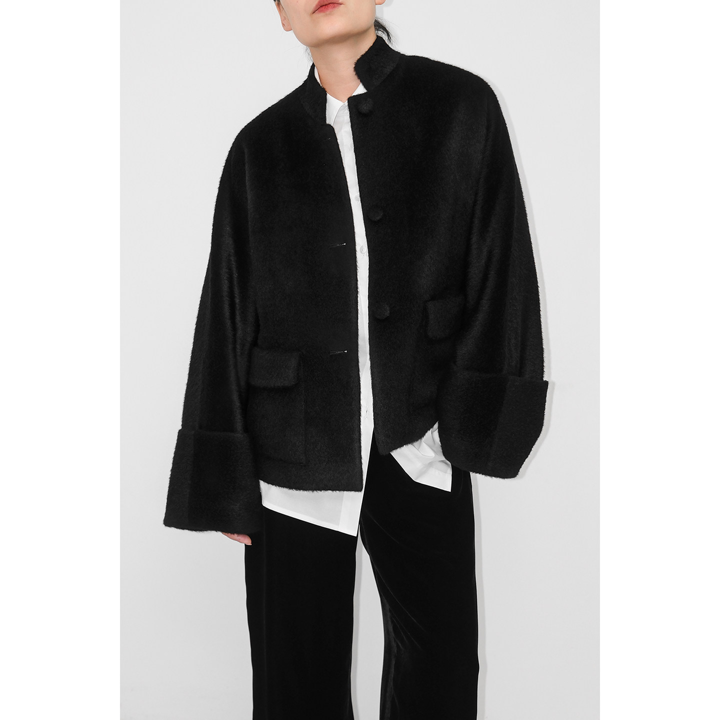 JUZININE原创设计苏丽羊毛外套羊驼毛小高领慵懒中式毛呢上衣,女装/女士精品,毛呢外套,淘宝优惠券,粉丝福利购,淘宝优惠卷