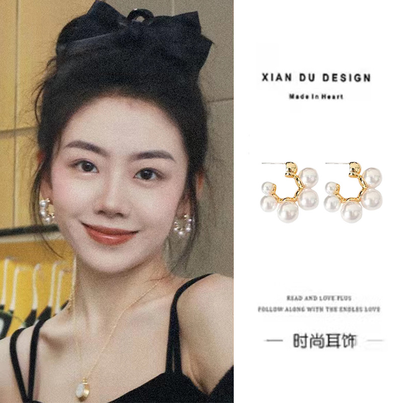 时髦耳圈法式复古小众设计感简约耳环显脸瘦港风蚊香盘耳夹无耳洞