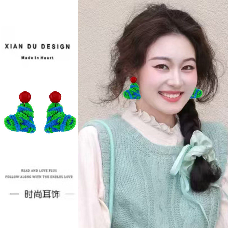 秋冬新款撞色毛绒爱心耳环女小众高级感耳饰圣诞节夸张耳夹无耳洞,饰品/流行首饰/时尚饰品新,耳环,淘宝优惠券,粉丝福利购,淘宝优惠卷