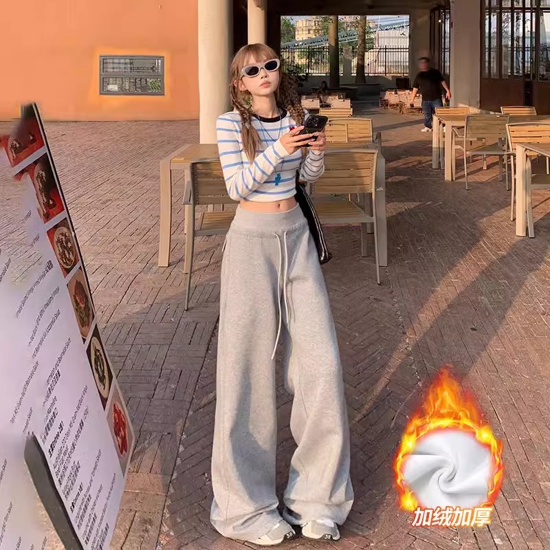 慵懒感加绒卫裤3色可选