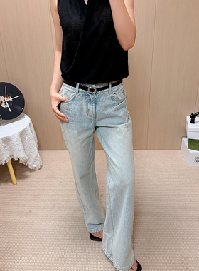 夏薄款美式浅蓝色低腰阔腿牛仔裤女2026新款水洗宽松垂感直筒裤子