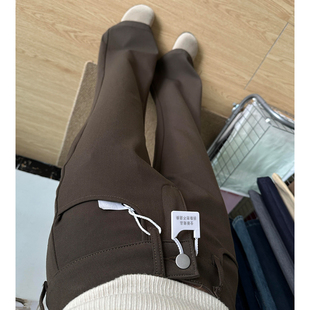 裤 低腰显瘦高级垂感直筒休闲裤 女2026春季 美式 新款 棕咖色微喇西装