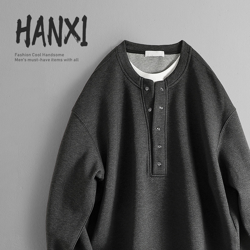 春秋假两件休闲运动套装男高级感圆领卫衣搭配宽松卫裤帅气两件套