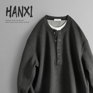 春秋假两件休闲运动套装男高级感圆领卫衣搭配宽松卫裤帅气两件套