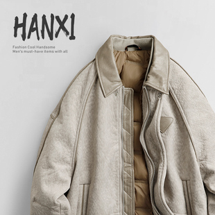 2025复古舒适保暖桃皮绒工装羽绒服男冬季宽松加厚90绒夹克式