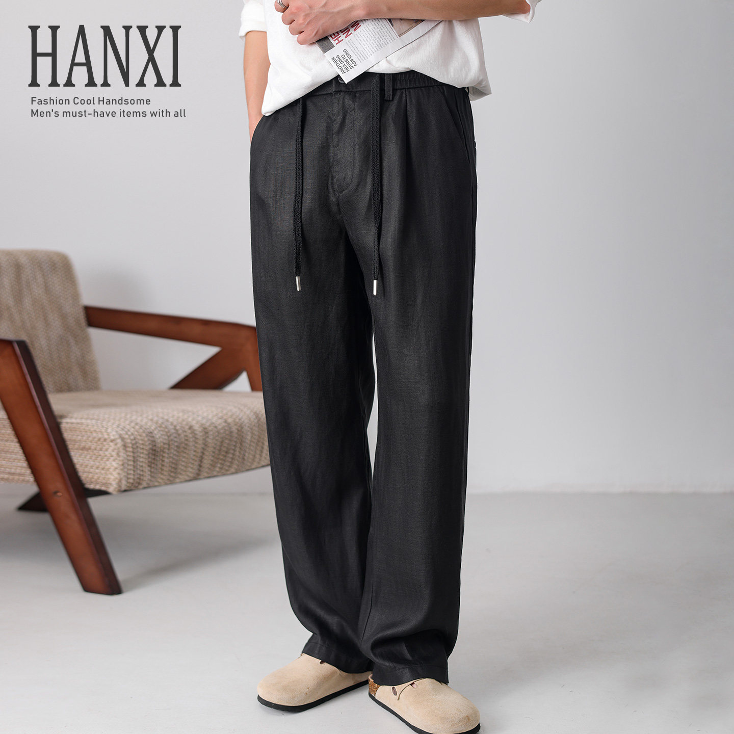 夏季薄款莱赛尔亚麻裤子