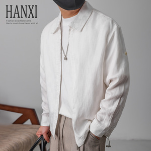 莱赛尔亚麻冰丝外套男夏季薄款