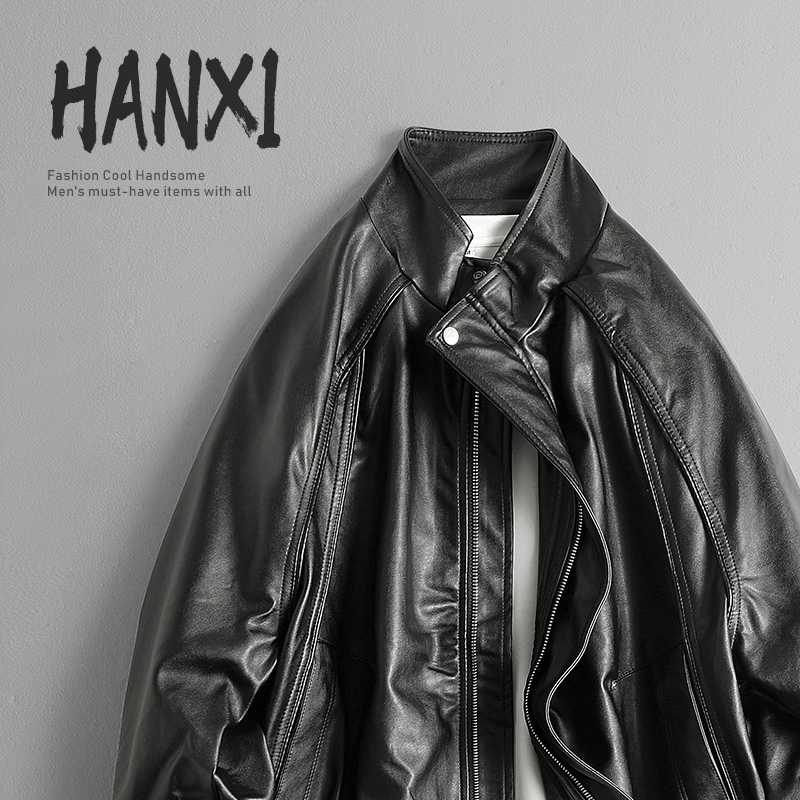 2025秋冬美式休闲廓形宽松机车皮衣夹克外套男士痞帅潮流外套